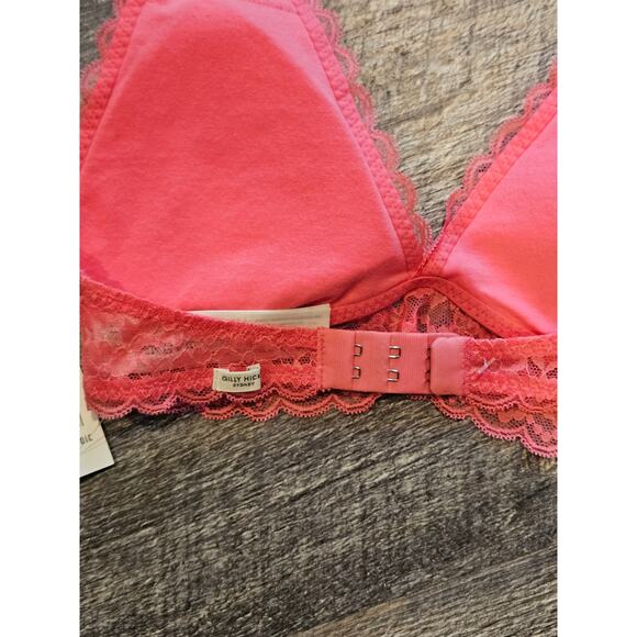 Gilly Hicks hot pink lace bralette bra top halter with pads NEW womens small - Picture 3 of 5